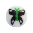 Boule pour Piercing Langue Acrylique Papillon Vert / Noir