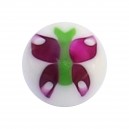 Boule pour Piercing Langue Acrylique Papillon Vert / Violet