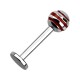Red Striped Ball 316L Surgical Steel Labret Stud Piercing