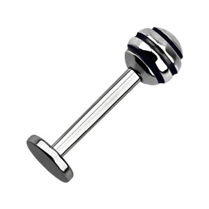 Labret-Piercing Chirurgenstahl 316L Kugel Striped Schwarz