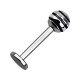 Piercing Labret Acero Quir&uacute;rgico 316L Bola A Rayas Negro