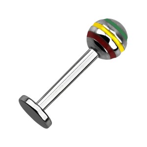 Multicolor Striped Ball 316L Surgical Steel Labret Stud Piercing