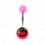Transparent Pink Acrylic Navel Belly Button Ring w/ Cherries