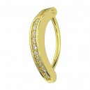 Gebogenes Clicker-Bauchnabelpiercing Eloxiert Golden Wei&szlig;e Strass
