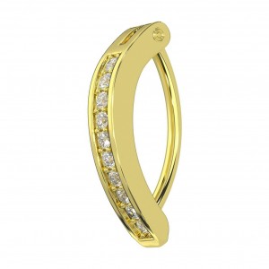 Gebogenes Clicker-Bauchnabelpiercing Eloxiert Golden Wei&szlig;e Strass