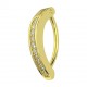 Gebogenes Clicker-Bauchnabelpiercing Eloxiert Golden Wei&szlig;e Strass