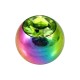 Bola Piercing Sólo Anodizada Multicolor con Strass Verde Claro