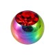 Rainbow Anodized Only Piercing Loose Ball with Red Strass