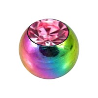 Rainbow Anodized Only Piercing Loose Ball with Pink Strass