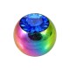 Bola Piercing Sólo Anodizada Multicolor con Strass Azul Oscuro