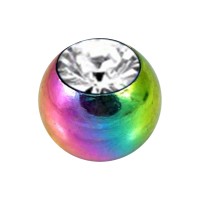 Rainbow Anodized Only Piercing Loose Ball with White Strass