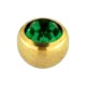 Boule Piercing Anodisée Dorée avec Strass Vert Foncé