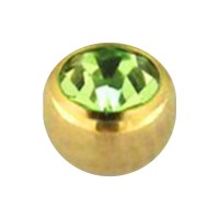 Golden Anodized Piercing Loose Ball with Light Green Strass
