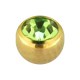 Piercing Kugel Eloxiert Golden mit Strass Hellgrün