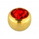 Golden Anodized Piercing Loose Ball with Red Strass