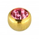 Golden Anodized Piercing Loose Ball with Pink Strass