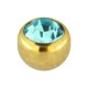 Bola Piercing Anodizada Dorada con Strass Turquesa