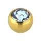 Bola Piercing Anodizada Dorada con Strass Azul Claro