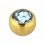 Golden Anodized Piercing Loose Ball with Light Blue Strass