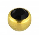 Golden Anodized Piercing Loose Ball with Black Strass
