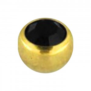 Golden Anodized Piercing Loose Ball with Black Strass
