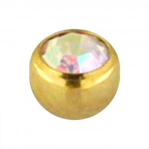 Boule Piercing Anodisée Dorée avec Strass Multicolore