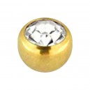 Golden Anodized Piercing Loose Ball with White Strass