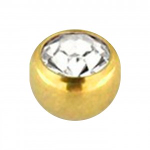 Golden Anodized Piercing Loose Ball with White Strass