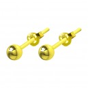 Yellow Gold Plated 925 Silver Simple Earrings w/ Ball