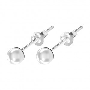 925 Silver Simple Earrings w/ Fake Pearl