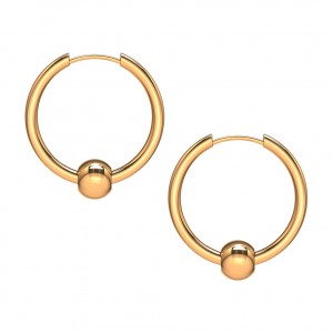 Ohrringe Stahl 316L Ring Beweglicher Ball Golden Rosa