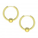 Ohrringe Stahl 316L Ring Beweglicher Ball Golden
