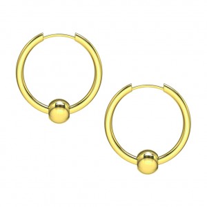 Ohrring Stahl 316L Ring Beweglicher Ball Golden
