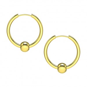 Ohrringe Stahl 316L Ring Beweglicher Ball Golden