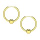 Golden Moving Ball Hoop 316L Steel Earrings Ear Pair