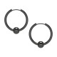 Ohrringe Stahl 316L Ring Beweglicher Ball Schwarz