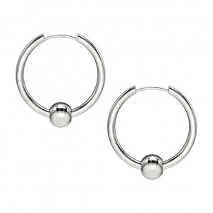 Ohrringe Stahl 316L Ring Beweglicher Ball Metallisiert