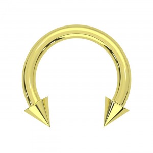 Gold Anodized Circular Internal Thread Barbell Ring w/ Spikes
