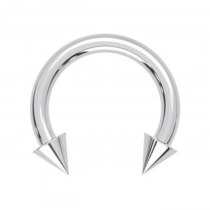 316L Surgical Steel Circular Internal Thread Barbell Ring w/ Spikes