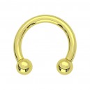 Gold Anodized Circular Internal Thread Barbell Ring w/ Balls