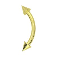 Gold Anodized Internal Thread Eyebrow Ring w/ Spikes