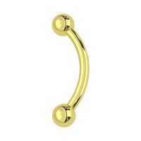 Gold Anodized Internal Thread Eyebrow Ring w/ Balls