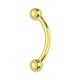 Gold Anodized Internal Thread Eyebrow Ring w/ Balls