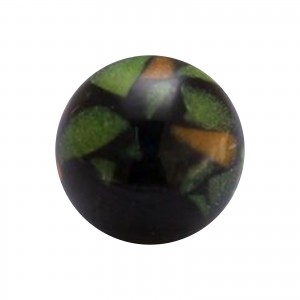 Boule de Piercing Acrylique Marbrures Sombres Oranges / Vertes