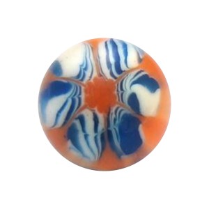 Piercing Kugel Acryl Sehr Bunte Blume Orange / Blau