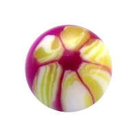 Boule de Piercing Acrylique Fleur Très Colorée Violette / Verte