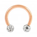 Hufeisen-Piercing Eloxiert Golden Rosa Kugeln Epoxy Wei&szlig;