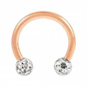 Hufeisen-Piercing Eloxiert Golden Rosa Kugeln Epoxy Weiß