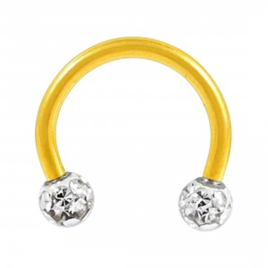 Hufeisen-Piercing Eloxiert Gold Kugeln Epoxy Weiß