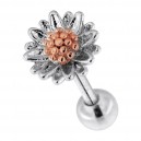 Helix-Piercing Stahl 316L Blume & Pollen Eloxiert Gold Rosa